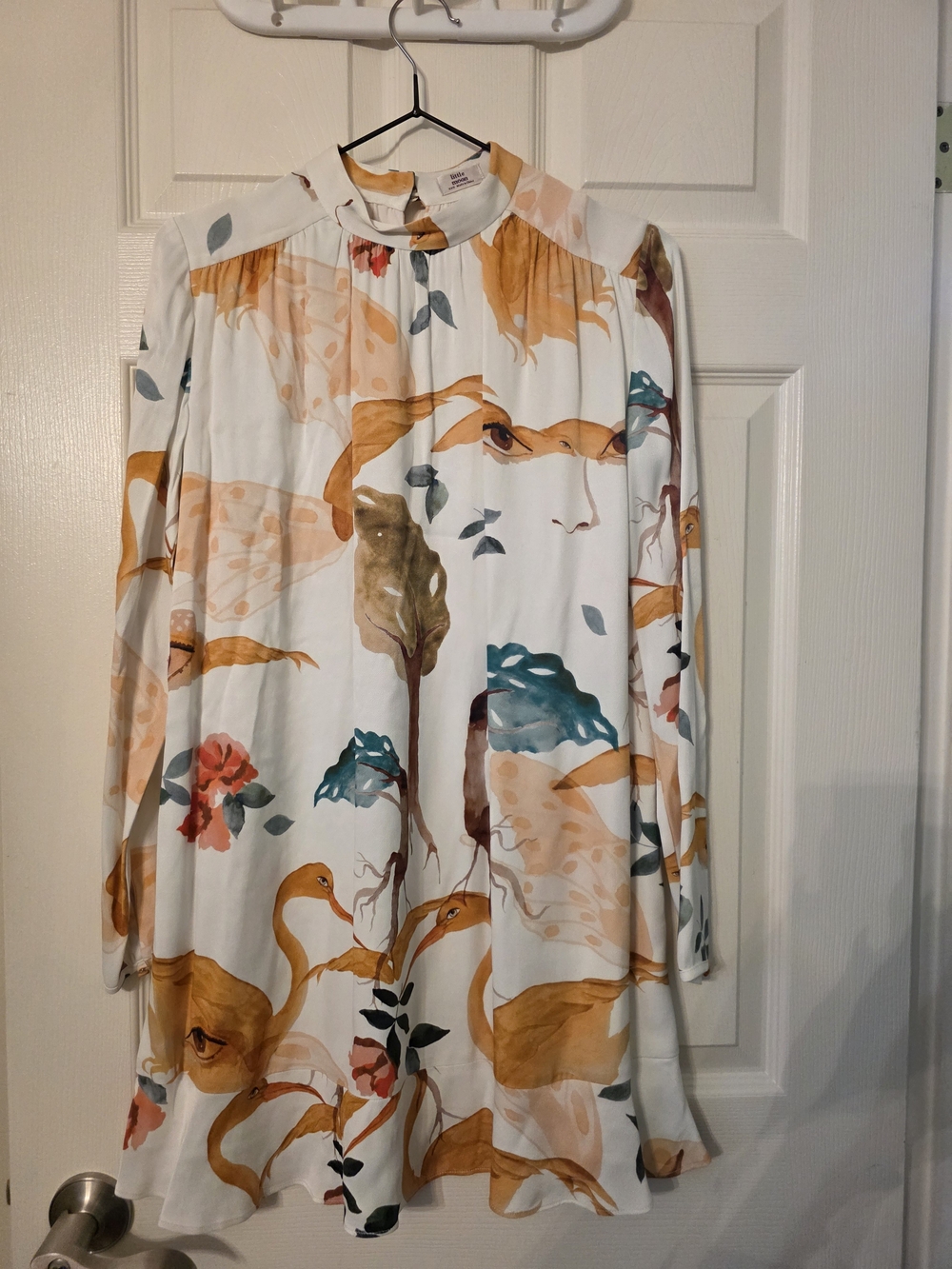 Little Moon Cream Dress with Mustard and Teal Floral Print